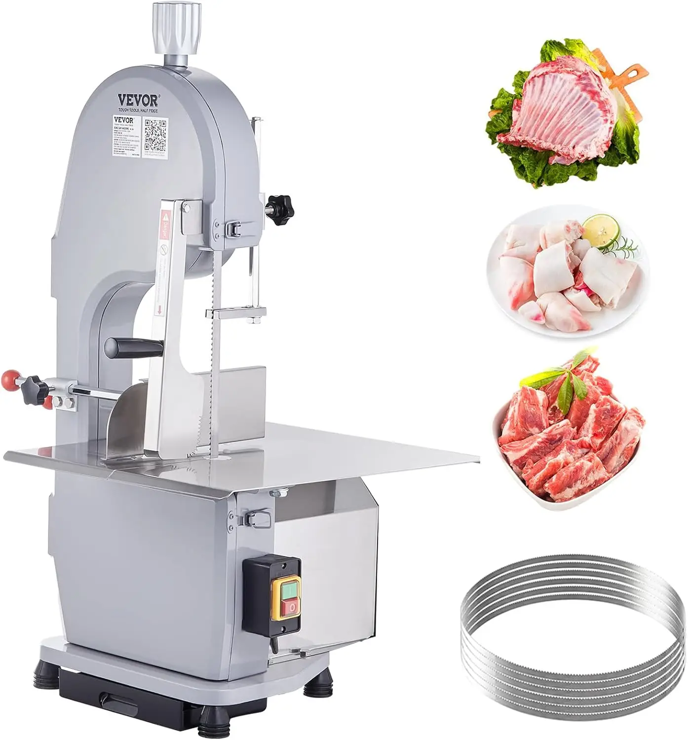 Commercial Electric Meat Bandsaw 1500W Stainless Steel Countertop Bone Sawing Machine Workbeach 19 3 x 15 0 16 7 9 Inch