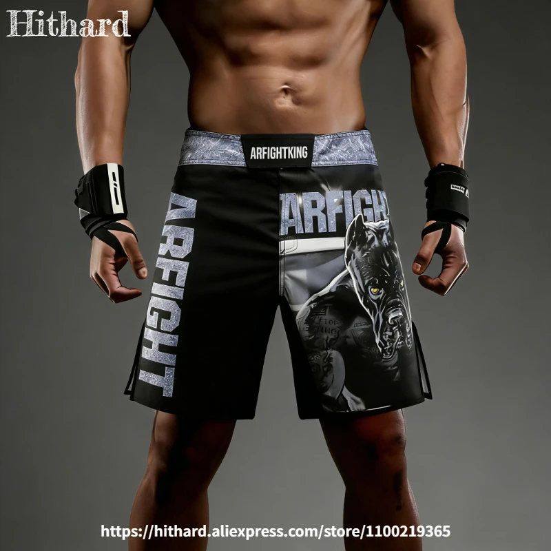 

Loose Fit MMA Shorts Men Women Youth Kickboxing Fight Shorts Wolf BJJ Jiujitsu Grappling Training Shorts Wrestling Boxing Trunks