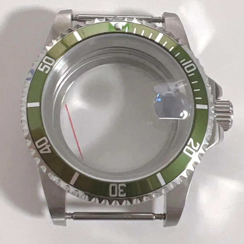 투명 블루 사파이어 스틸 케이스 포함 일방향 회전 돋보기, NH35 무브먼트 120 적합, 39.5mm