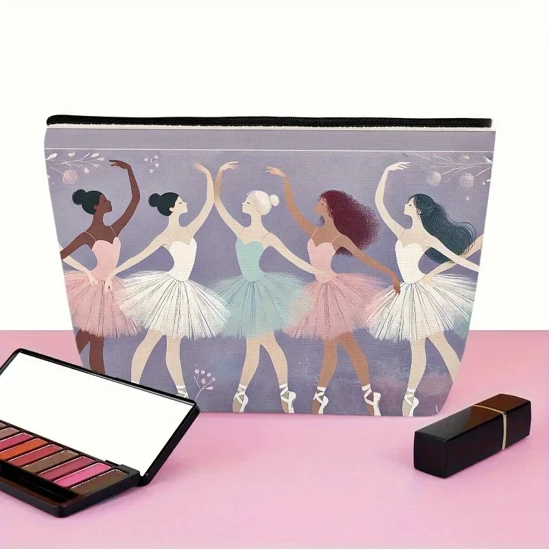 A Elegant Ballet Dancer Makeup Bag - Cute Multifunctional Zipper Pouch for Women, Jewelry Storage Bag