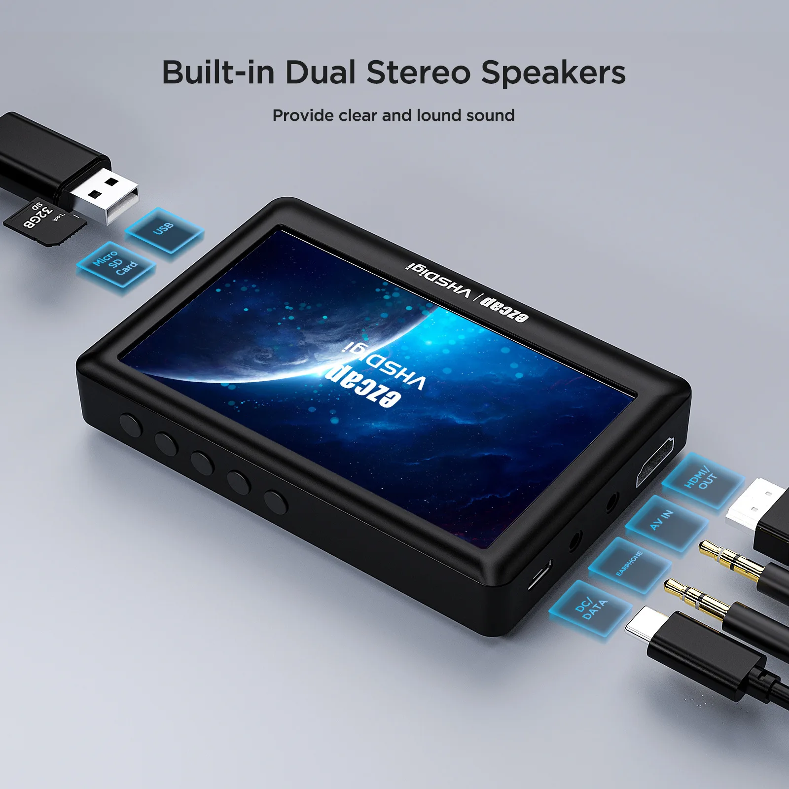 HDMI Video Capture Card 4.3-inch Screen AV Recording Box Card Reader Game Streaming Video High Definition