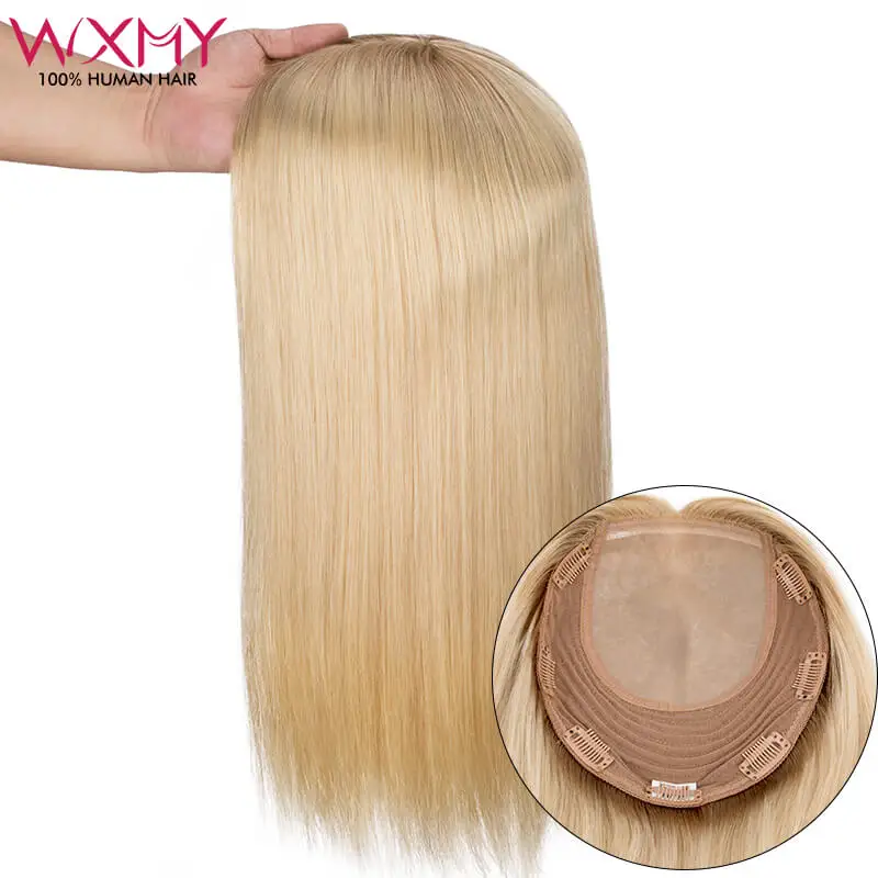 Toppers de cabello humano liso para mujer, extensiones de cabello con Clip Ins, de aspecto Natural peluquín, 16-20 pulgadas, 7x8