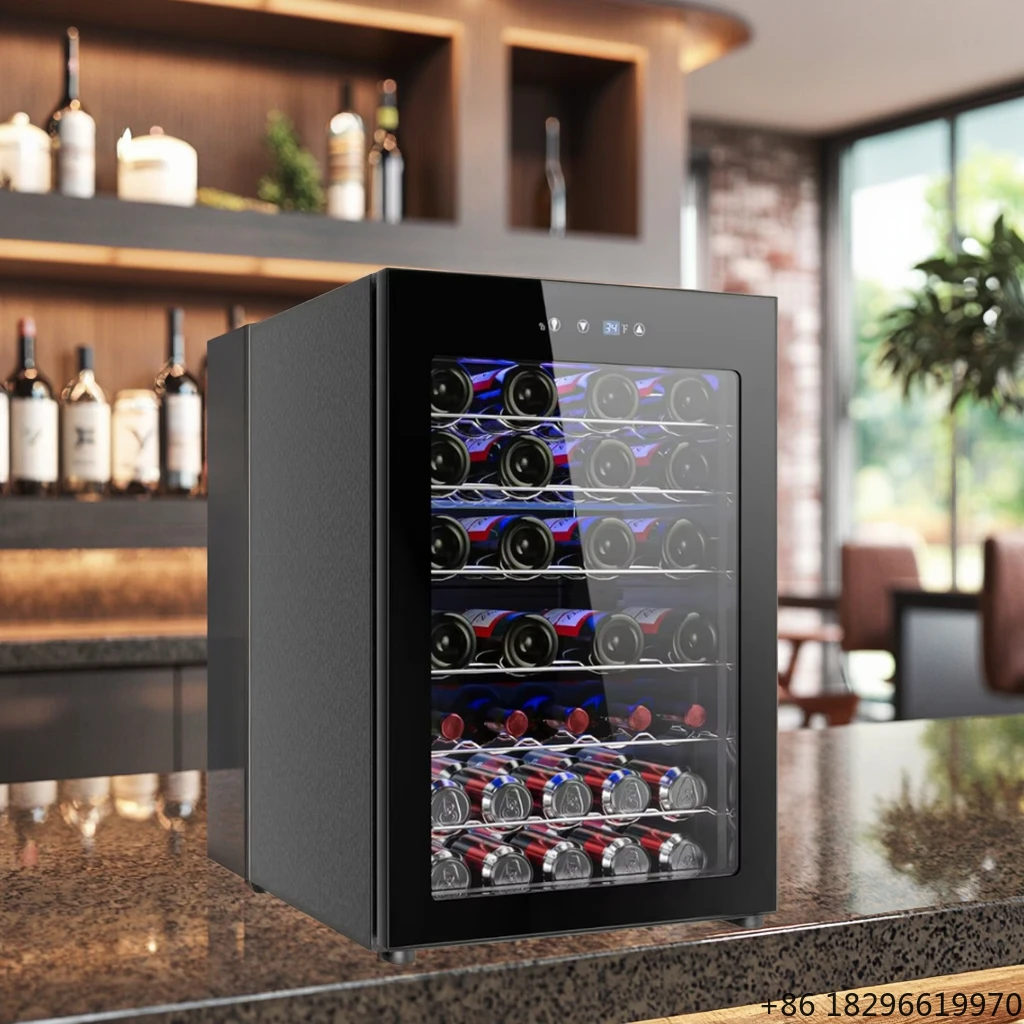 Enfriador de Vino Vertical EUHOMY de 4.5 Pies Cúbicos con Logotipo Personalizado al por Mayor, Refrigerador de Vino de Acero Inoxidable para Bodega