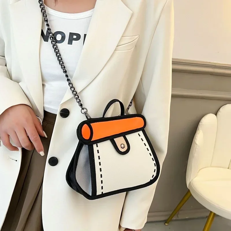 Anime Cartoon Cartoon Girl Heart Cute Cake Bag 2024 New Chain Color Contrast One Shoulder Crossbody Bag Girl Shoulder Bags