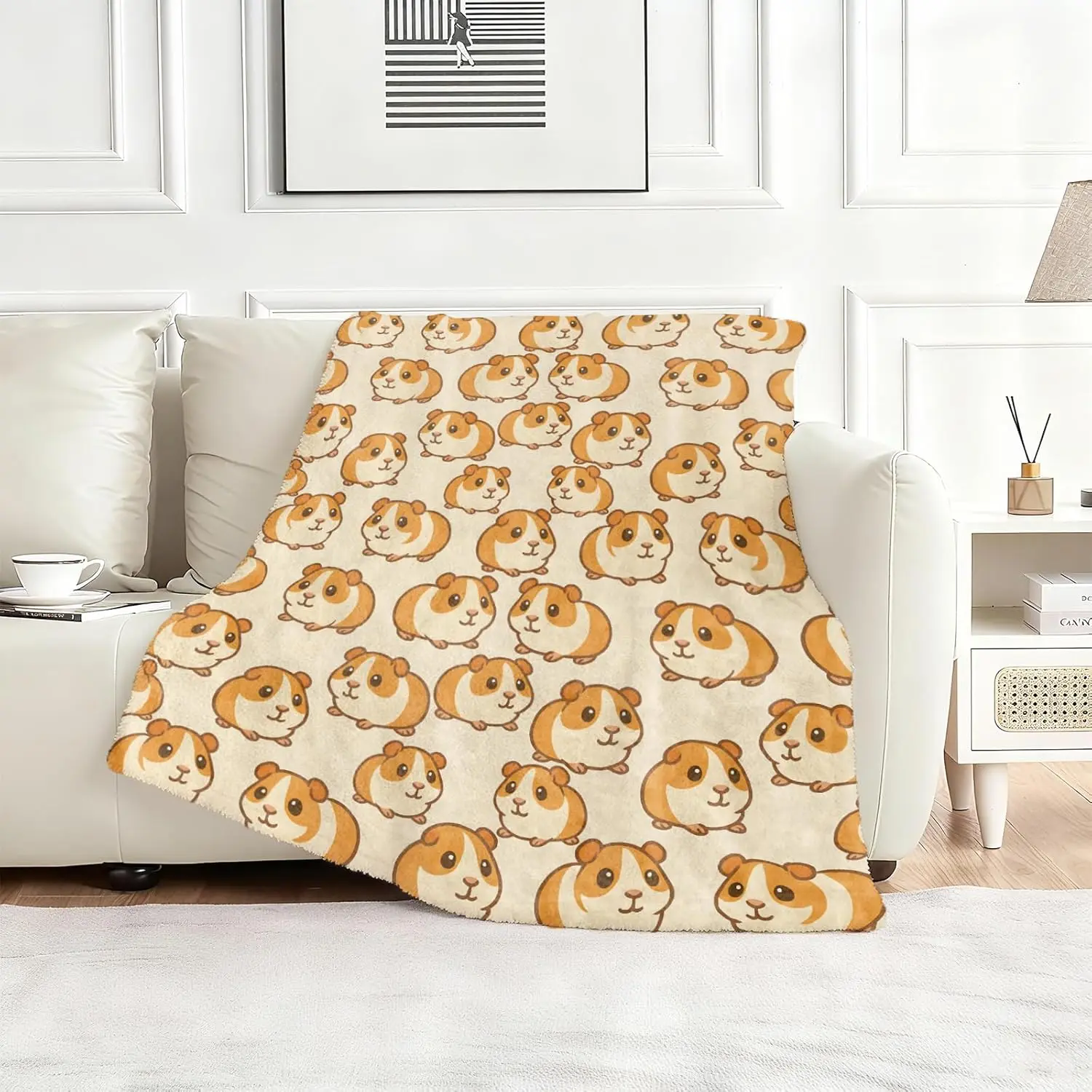 Chunky Plush Panda Print Throw Blanket Sofa Couch Cover Nordic Aesthetic Home Decor Gift for Living Room Bed