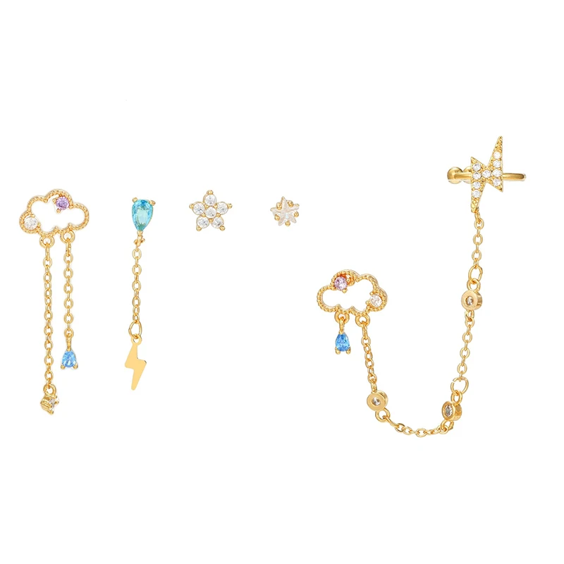 

Luxury Mini Zircon Ear Piercing Earrings Women Exquisite Multicolor Ear Studs Cartilage Earrings Set Women Fashion Jewelry Gift