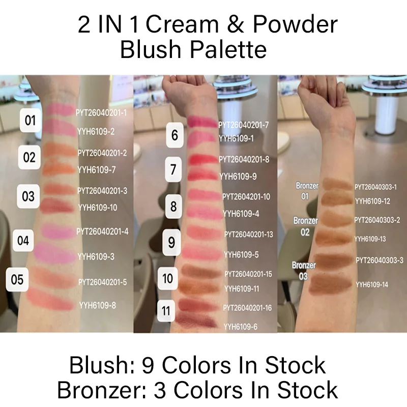 Makeup Blush Palette Custom Logo Luxury 2 in 1 Cream Powder Blush Private Label Long Lasting Vegan Waterproof Pigment Cosmetics