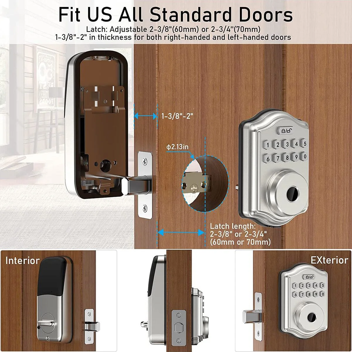 CIEPOJIT Digital Electronic Door Lock with Smart Fingerprint Password Rfid Card,Deadbolt Keyless Entry, Digital Biometric Locks