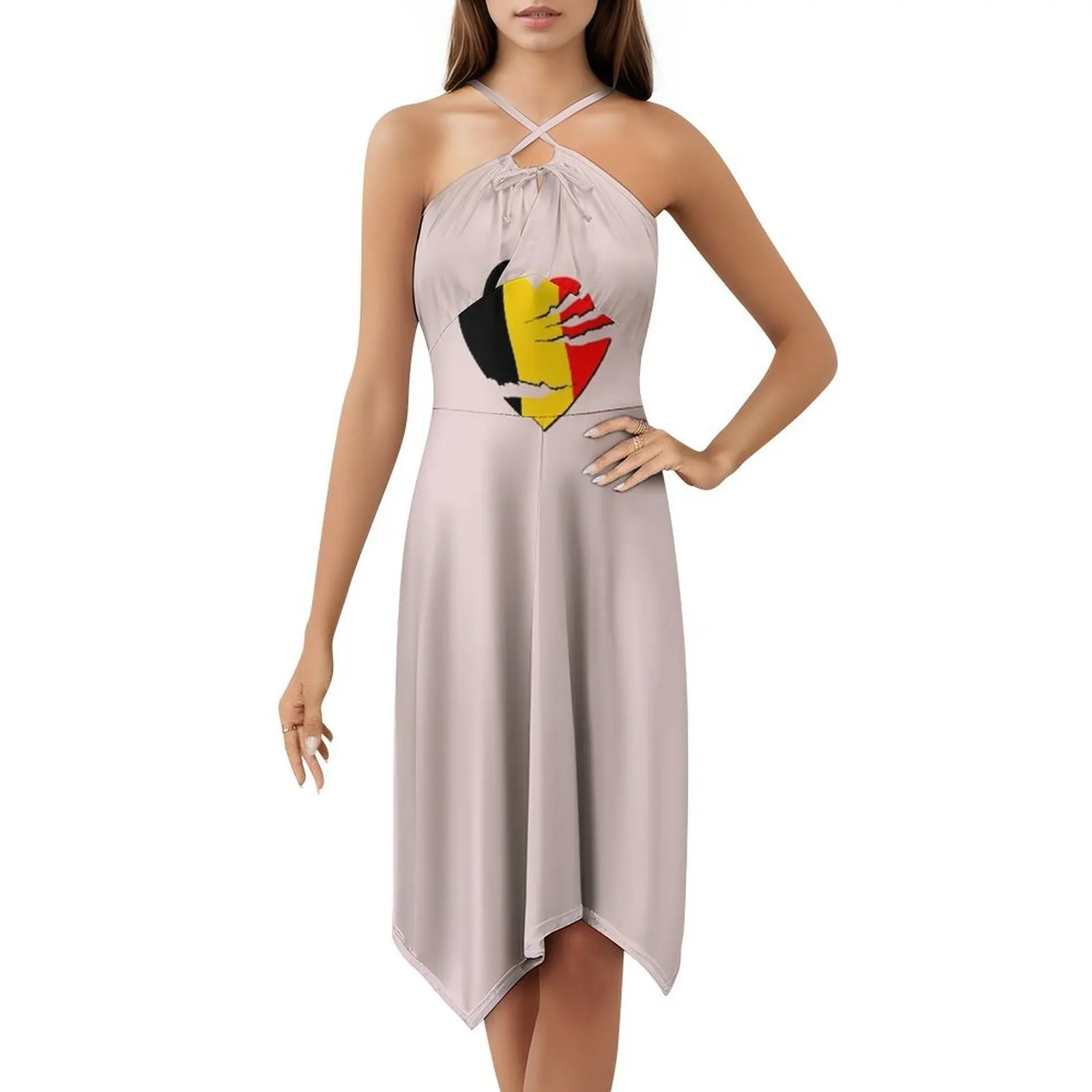 فستان بوهيمي عتيق على شكل قلب بلجيكي بعلم بلجيكي وأكمام منتفخة أو خيارات بدون أكمام للنساء فستان علم بلجيكا #5