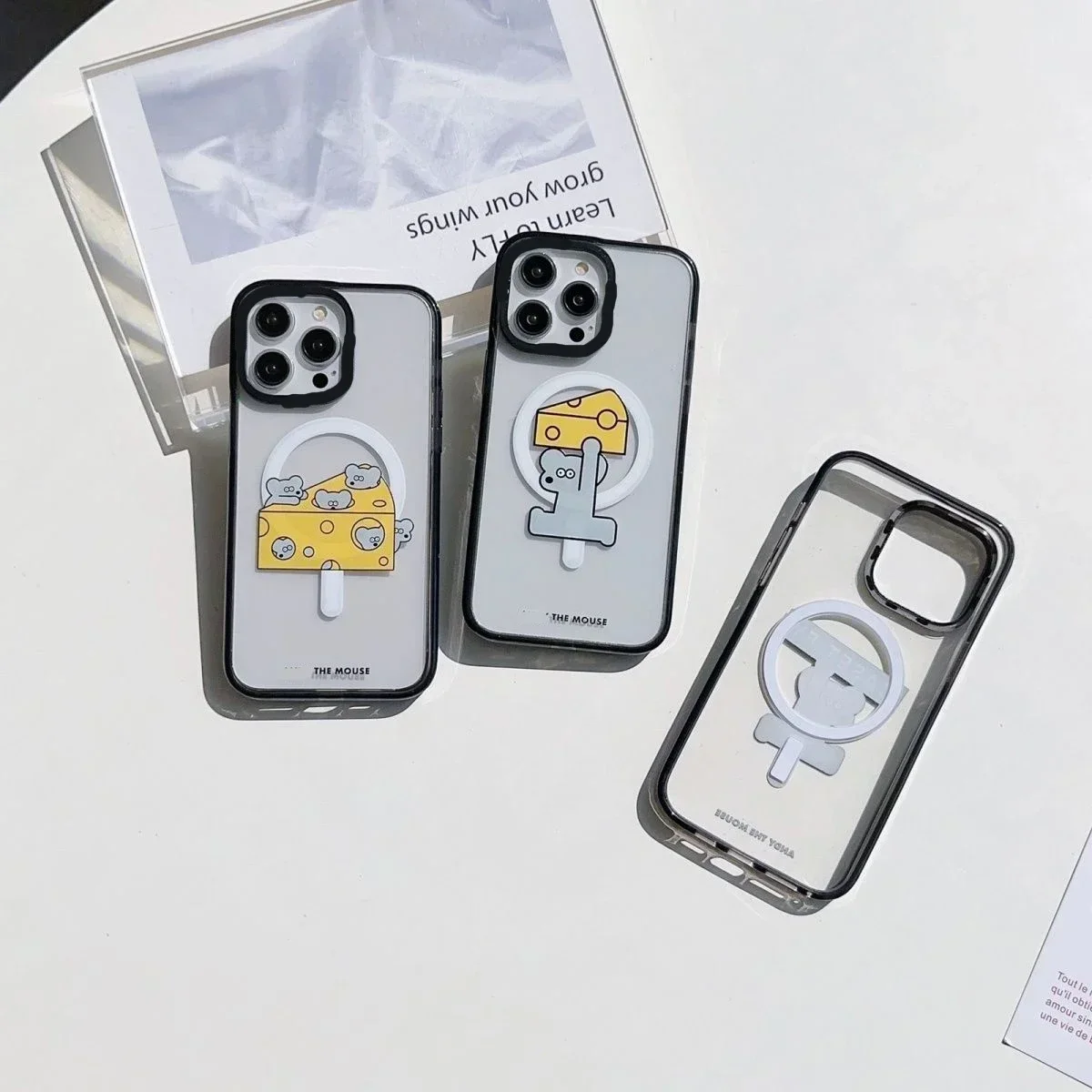 Magsafe Acrylic Cartoon Mouse Cheese Phone Case Cover for iPhone 11 12 13 14 15 Pro Max Case for iPhone 15 ProMax