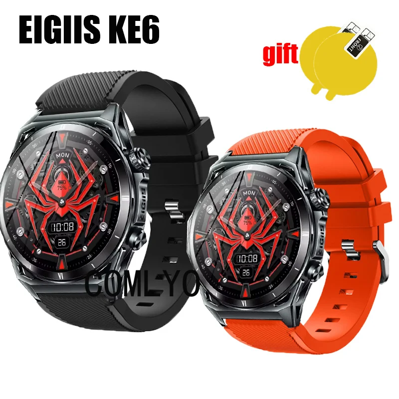 3in1 لـ EIGIIS KE6 حزام ساعة ذكية للنساء والرجال سوار من السيليكون حزام رياضي واقي للشاشة