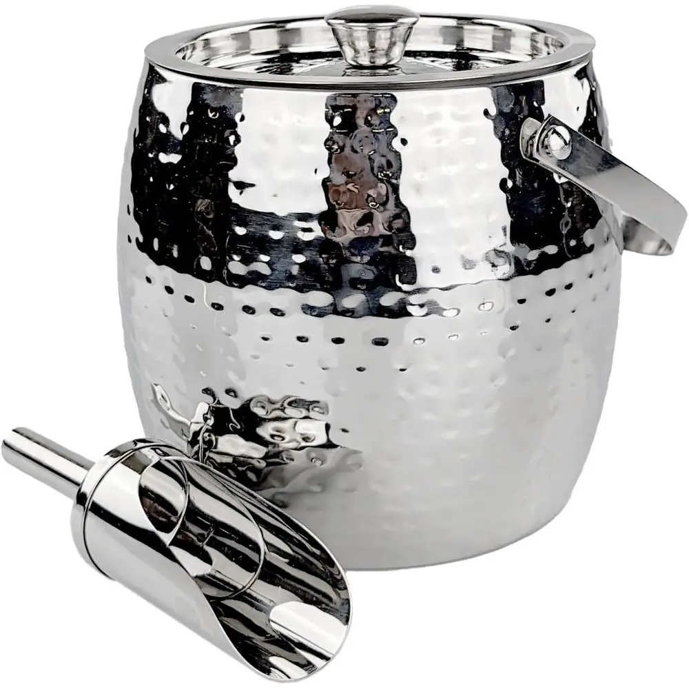 

Изолированные ведра для льда или вечеринки 3-QT с крышкой и совок — охладитель для вина с якорем айсберг, ведро для шампанского или коктейльный бар, металл