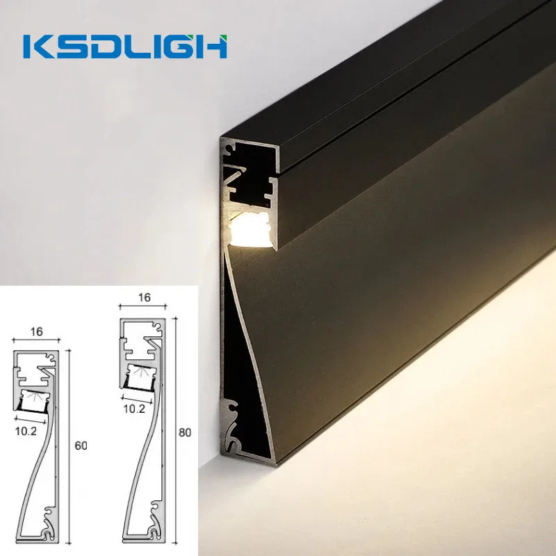 LED Skirting Linear With Milky Cover Aluminium Profile Recessed Wall Mount Baseboard for Home Stair Wall Background Decor Lights