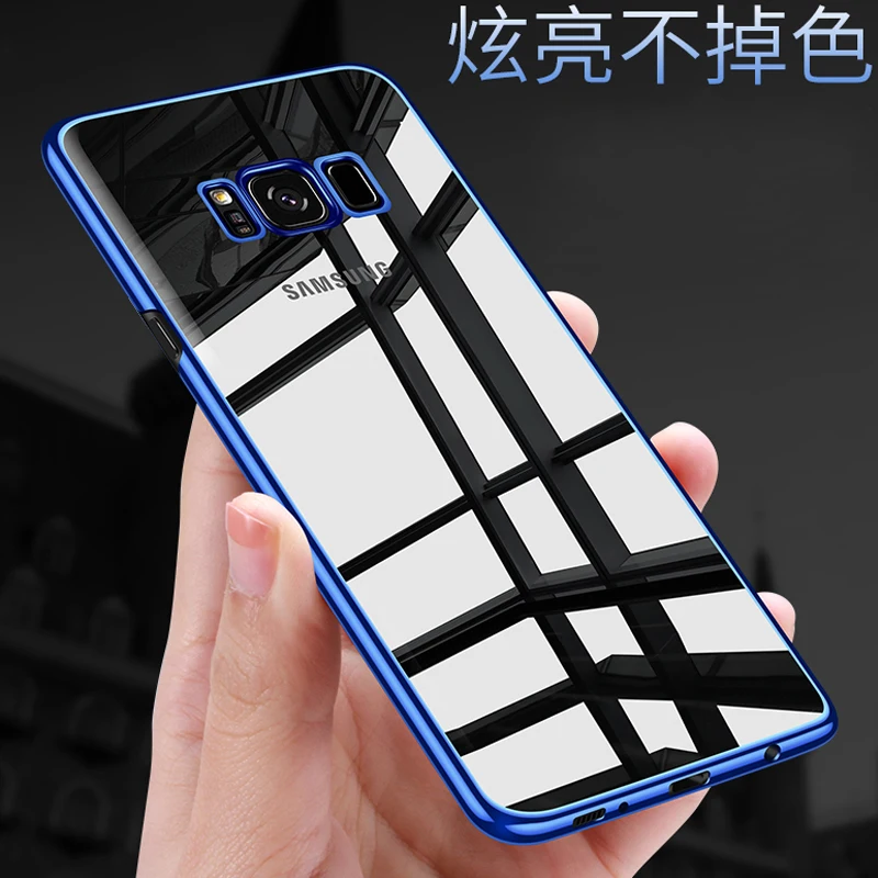 Luxury Silicone Plated Soft Case For Samsung Galaxy S8 S9 S10 Note 9 10 Plus 20 Ultra Clear Plating Cover