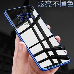 Luxury Silicone Plated Soft Case For Samsung Galaxy S8 S9 S10 Note 9 10 Plus 20 Ultra Clear Plating Cover