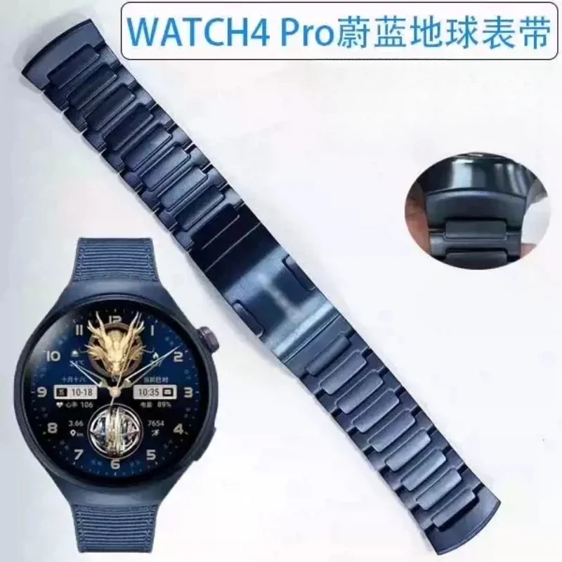 Blue Color No Gaps Titanium Alloy Watchband for Huawei Watch 4 Pro Mars Titanium ,Urltra-Light Wristband