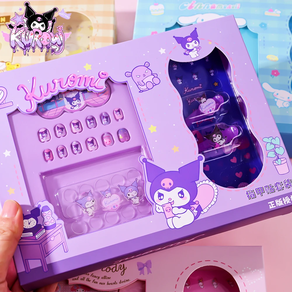 1 مجموعة كورومي آند ماي ميلودي مسمار التصحيح ملصقات لطيف الكرتون سانريو اضغط على الأظافر/مقاطع الشعر/الزلاقات ملصقات أطقم للفتيات هدية #1
