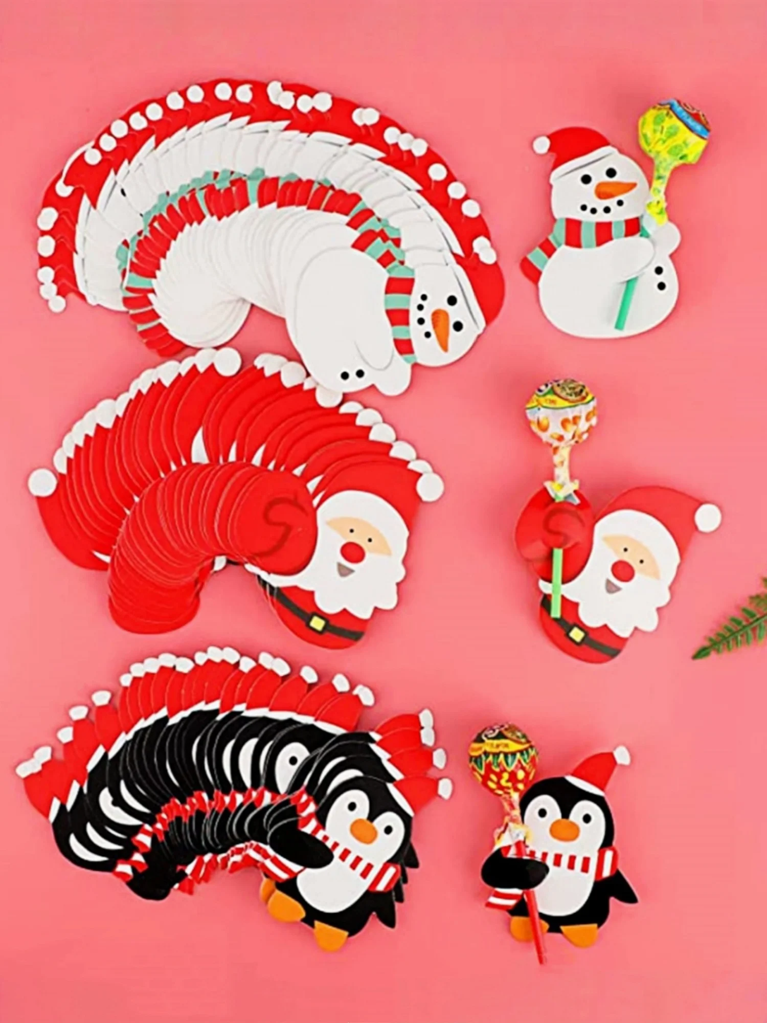 50-100 Uds. Tarjetas de papel de piruleta de Navidad muñeco de nieve Santa Claus pingüino envoltura de dulces regalos para niños decoración de fiesta de año nuevo