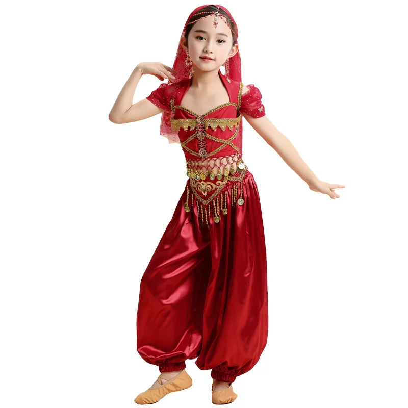 New Children Belly Dancer Belt Pants Accessories Kids performance Indian Dance Bollywood Girls Belly Dance Costume Set 2-3Pieces