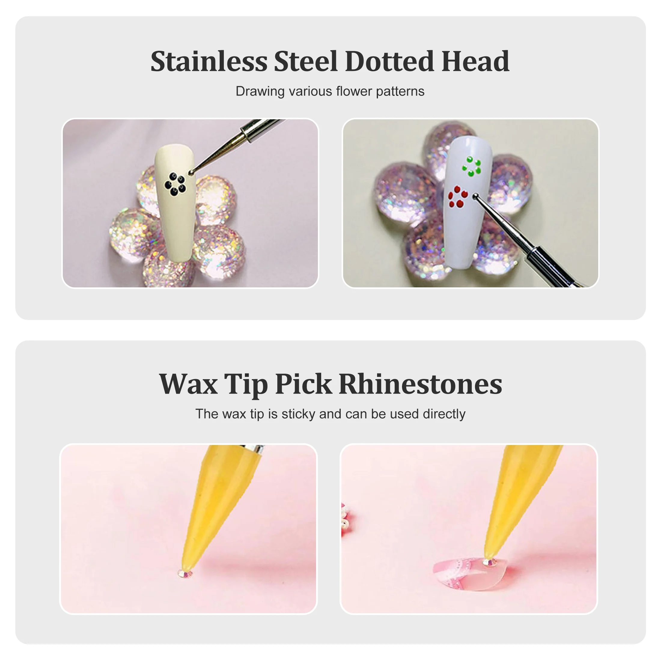 Diamond Embroidery Double Head Point Drill Pen Dot Painting Point Pen Nail Art Rhinestone Picker Wax Pencil Crystal Handle Tool