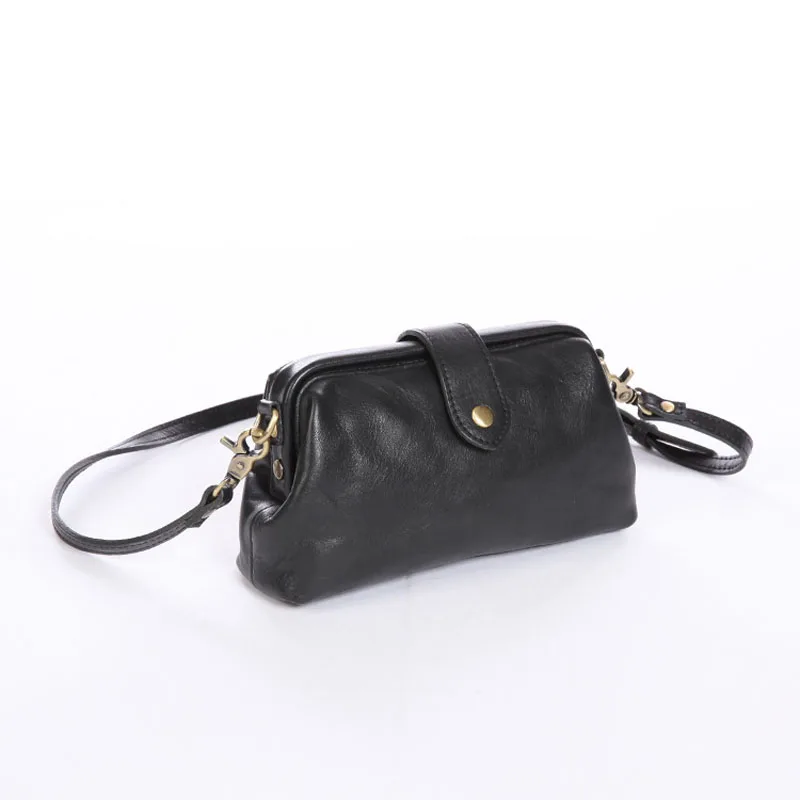 Cow Leather Crossbody Bag Women Fashion Street Bag Solid Color Bags For Students Girls Street Shopping Bag Dumpling Shape Case