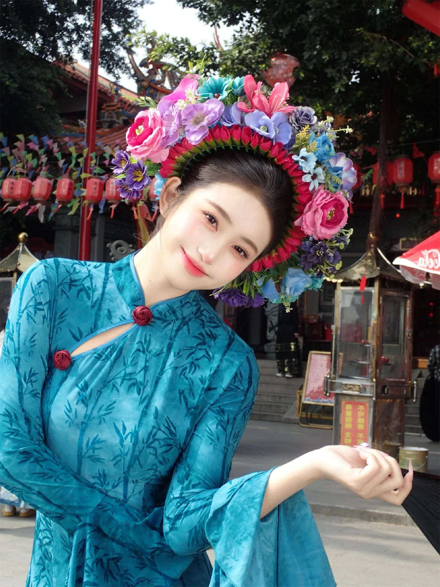 

Blue Photoaphy Costume Floral Hairpin Chinese Sle Retro Outdoors Travel oots Studio Photoaphy Clothing