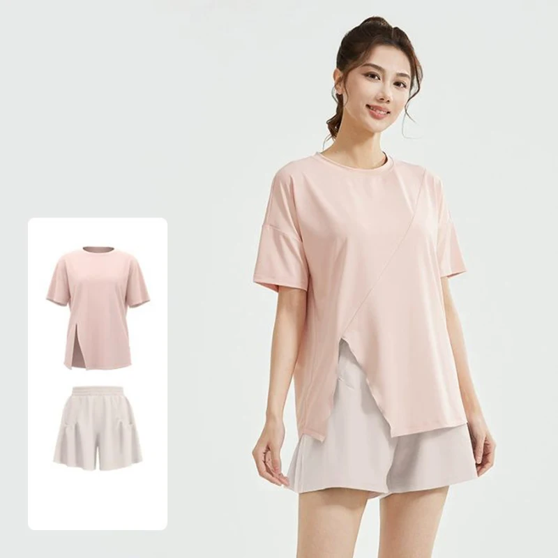 2026 Women Loose 2 Piece Yoga Sets Quick Dry Breathable Outdoor Running Sports Matching Sets Casual Versatile Pilates Clothes
