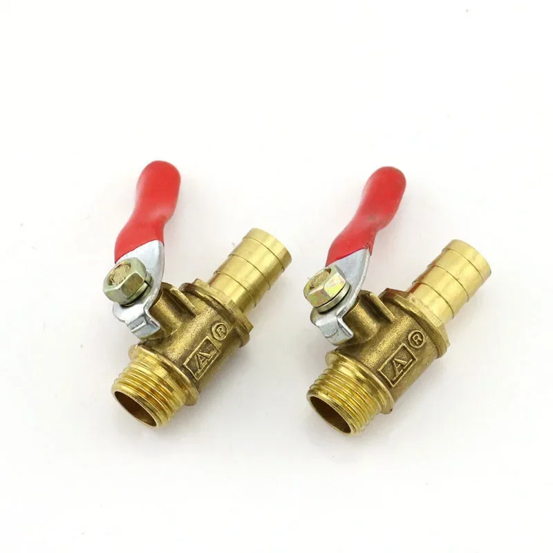 Brass Barbed ball valve 4-12 Hose Barb 1/8\'\' 1/2\'\' 1/4\'\' Male Thread Connector Joint Copper Pipe Fitting Coupler Adapter