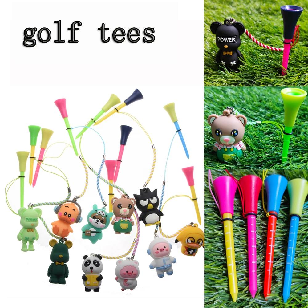 6Pc/set Golf 83mm Multicolor Plastic scale Tee  With PVC Cartoon Pattern Golf Ball Holder Prevent Loss Golf Rubber Tee Golf Gift