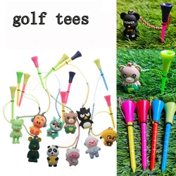 6Pc/set Golf 83mm Multicolor Plastic scale Tee  With PVC Cartoon Pattern Golf Ball Holder Prevent Loss Golf Rubber Tee Golf Gift