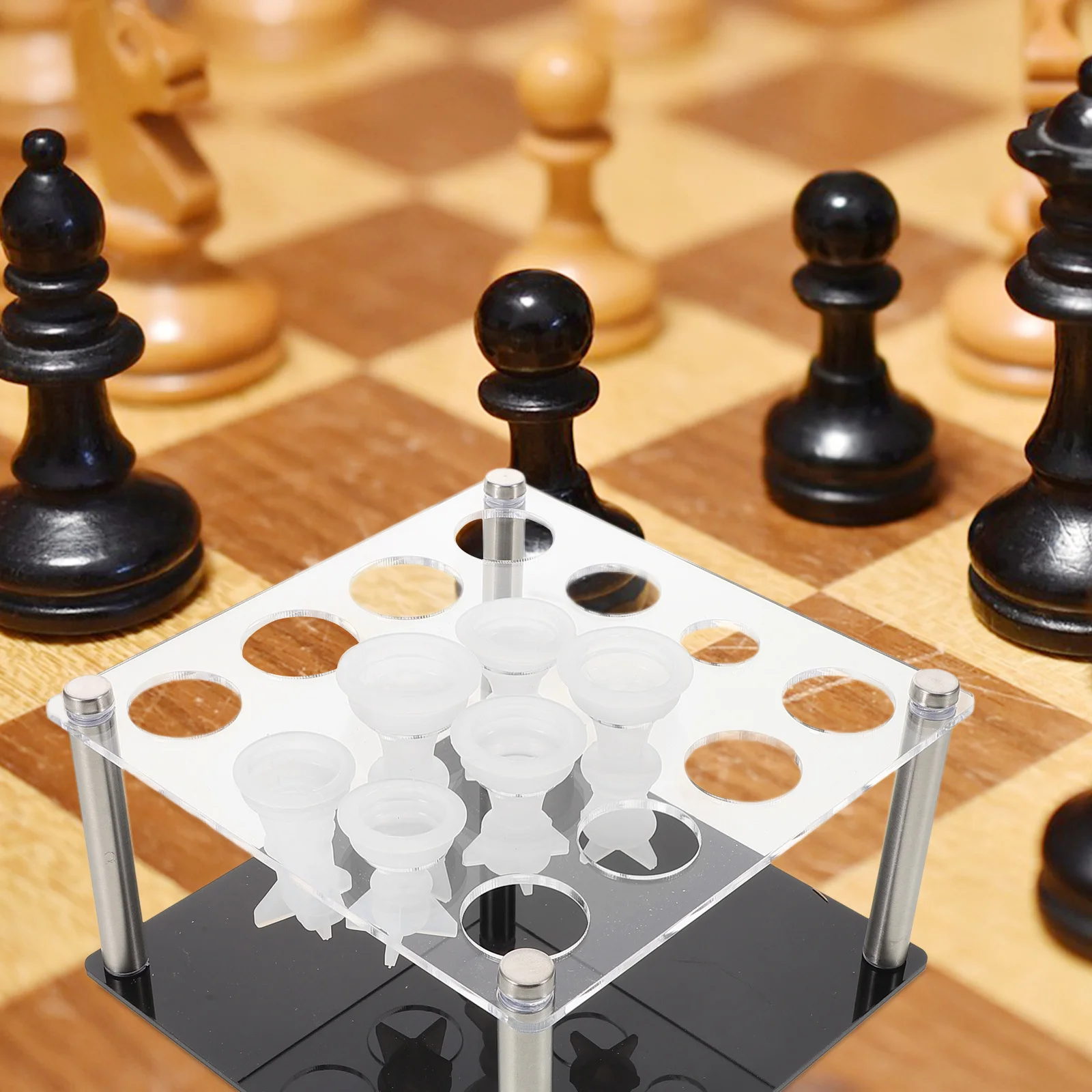 

1Set Chess Piece Mold Holder Acrylic Resin Stand Square Base Chess Mold Organizer DIY Game Accessories Storage Rack