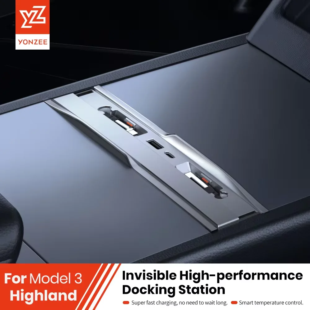 YZ For Tesla Model 3 Highland 2024 Docking Station Fast Charger Intelligent Expansion Dock Central Control Charging Shunt HUB