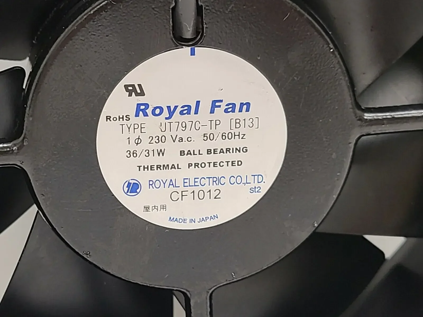 A=172mm UT797C-TP [B13] For ROYALFAN 230V 172*150*38mm Metal Blade Impeller Case Fan