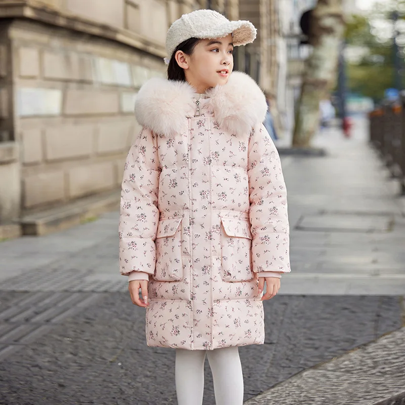 OLEKID 2025 -30 Degree Winter Down Jacket For Girl Waterproof Thick Long Teen Girl Jacket Coat 5-12 Years Kids Parka Outerwear