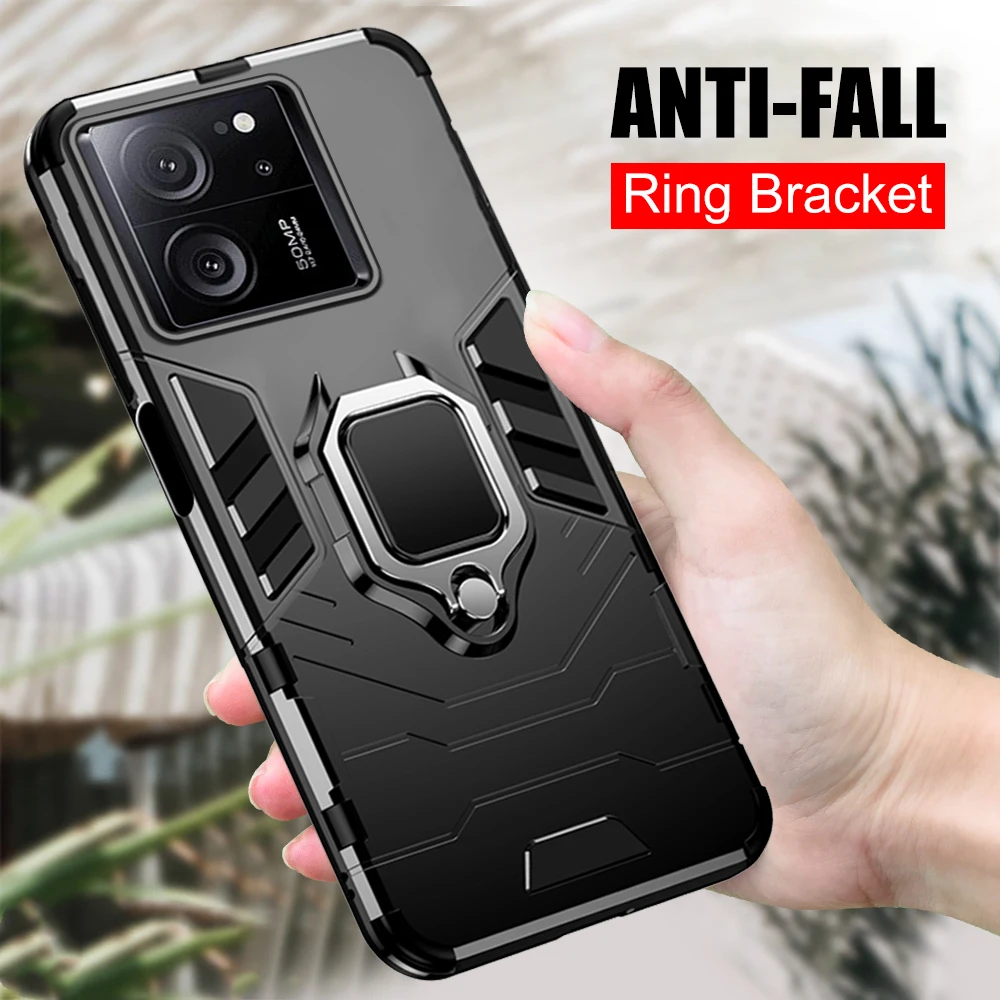 Metal Ring Brakcet Anti-fall Case For Xiaomi Mi 13T Pro Car Magnetic Stand Cover Coque Xiomi Mi13T 13 T T13 Xiaomi13T 13TPro 5G