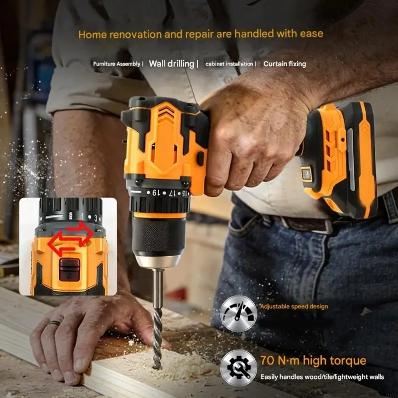 Light Weight Battery Powered Drill Cordless Impact Drill Fast Charging Perfect For Beginners And Hobbyists M4YD