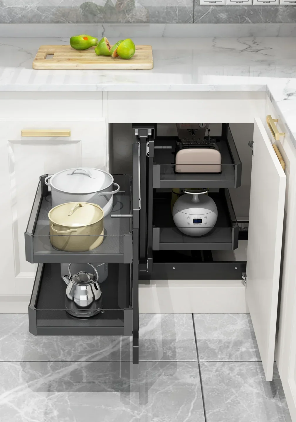 Cabinet Corner Pull-out Basket Kitchen Pot Rack Pull-out Basket Storage Rack Full Pull-out sale Cabinet Corner