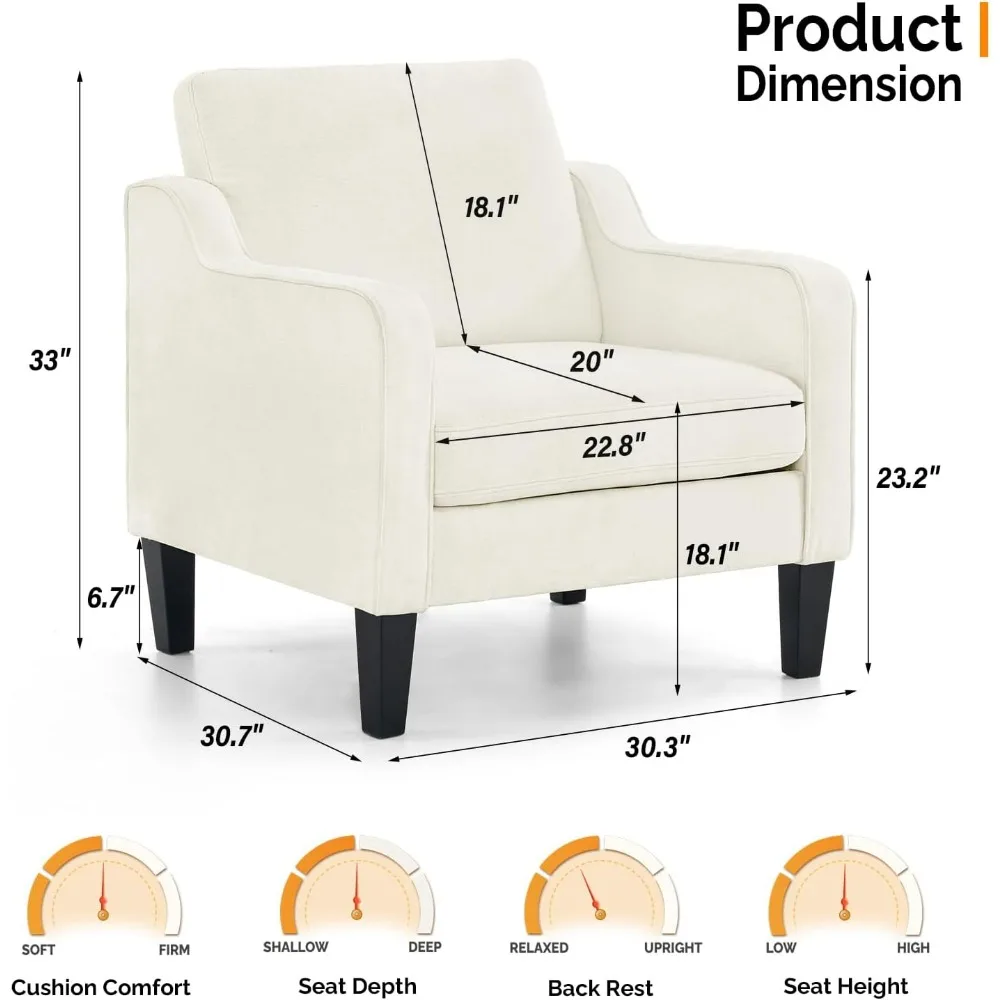 Play Room Armchair Apartment Chairs for Living Room Sofa Office (Creamy White) Armchairs Outdoor Furniture