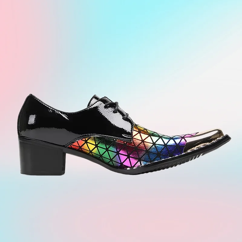 

Snake Skin Genuine Leather Dress Shoes Men for Business and Party, 38-47 6.5cm High Heels Men's Shoes Pointed Metal Tip