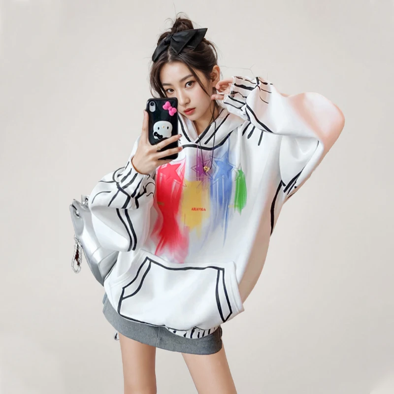 

Мужская толстовка большого размера 300 Pou, модная свободная толстовка в корейском стиле для пар, осенняя верхняя одежда с длинными рукавами