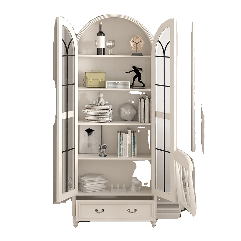 

Solid wood 50/80cm 1m American glass door bookcase shelf with door dust locker living room locker