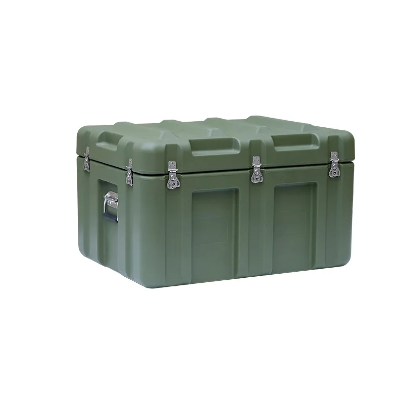 Caja de preparación de combate verde militar, caja de munición anticaída y a prueba de humedad, caja de herramientas moldeada por rollo, 80x60x50cm