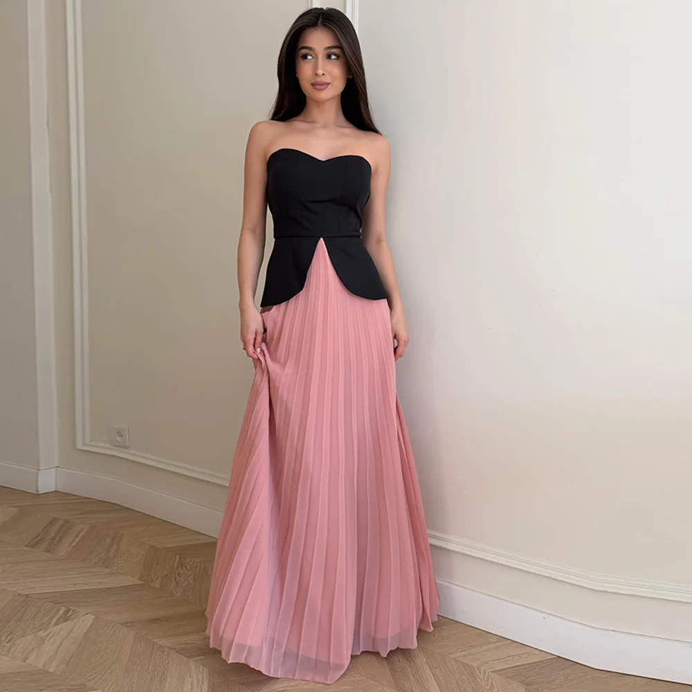 

Sweetheart Sleeveless Evening Dress Elegant A-Line Prom Gowns Customized High Quality Ruched Floor Length Homecoming Dress