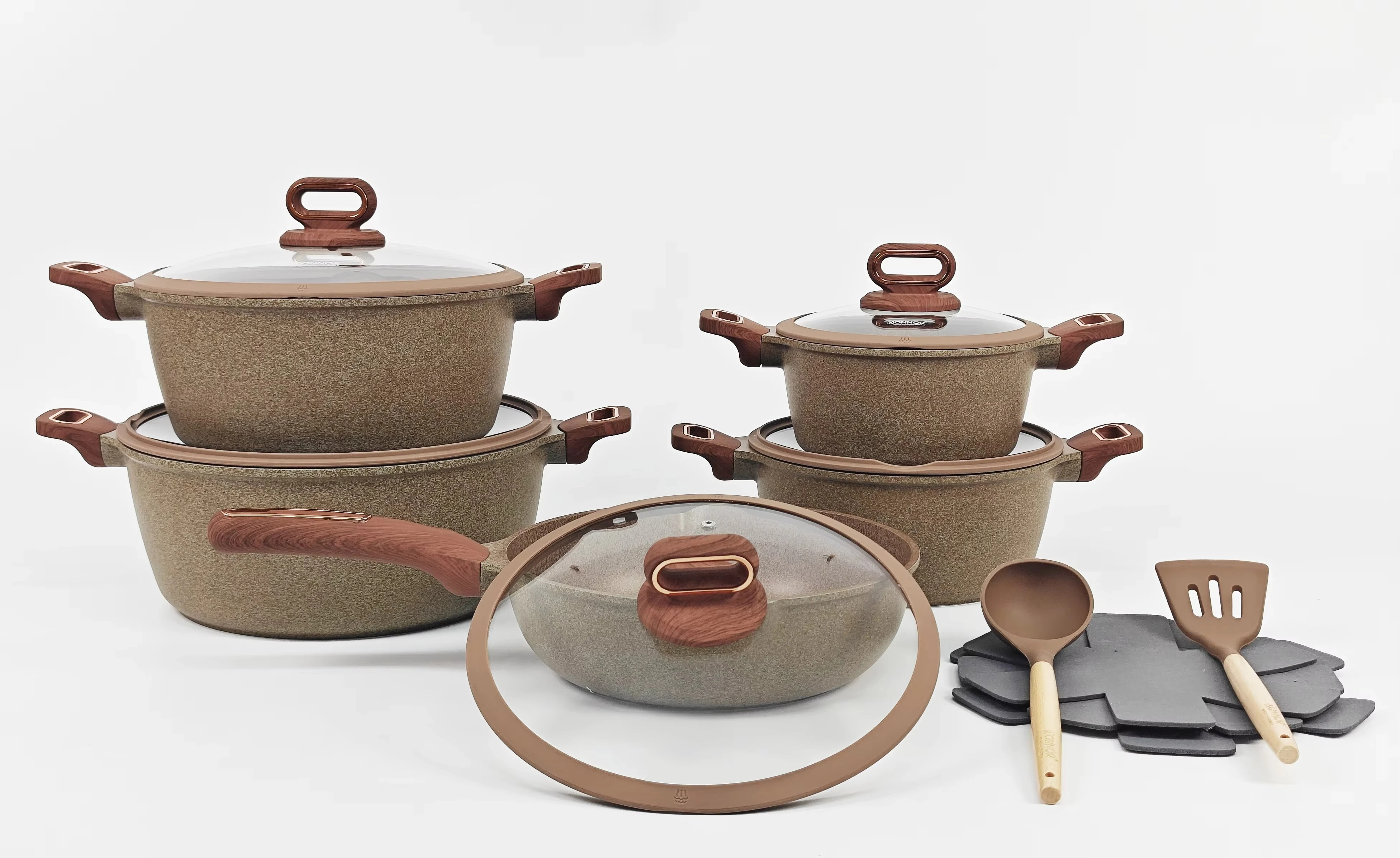 American Style Aluminium Alloy Multifunction Cookware Set Induction Non-Stick Home Kitchen Cooking Pot Set 15 PCS