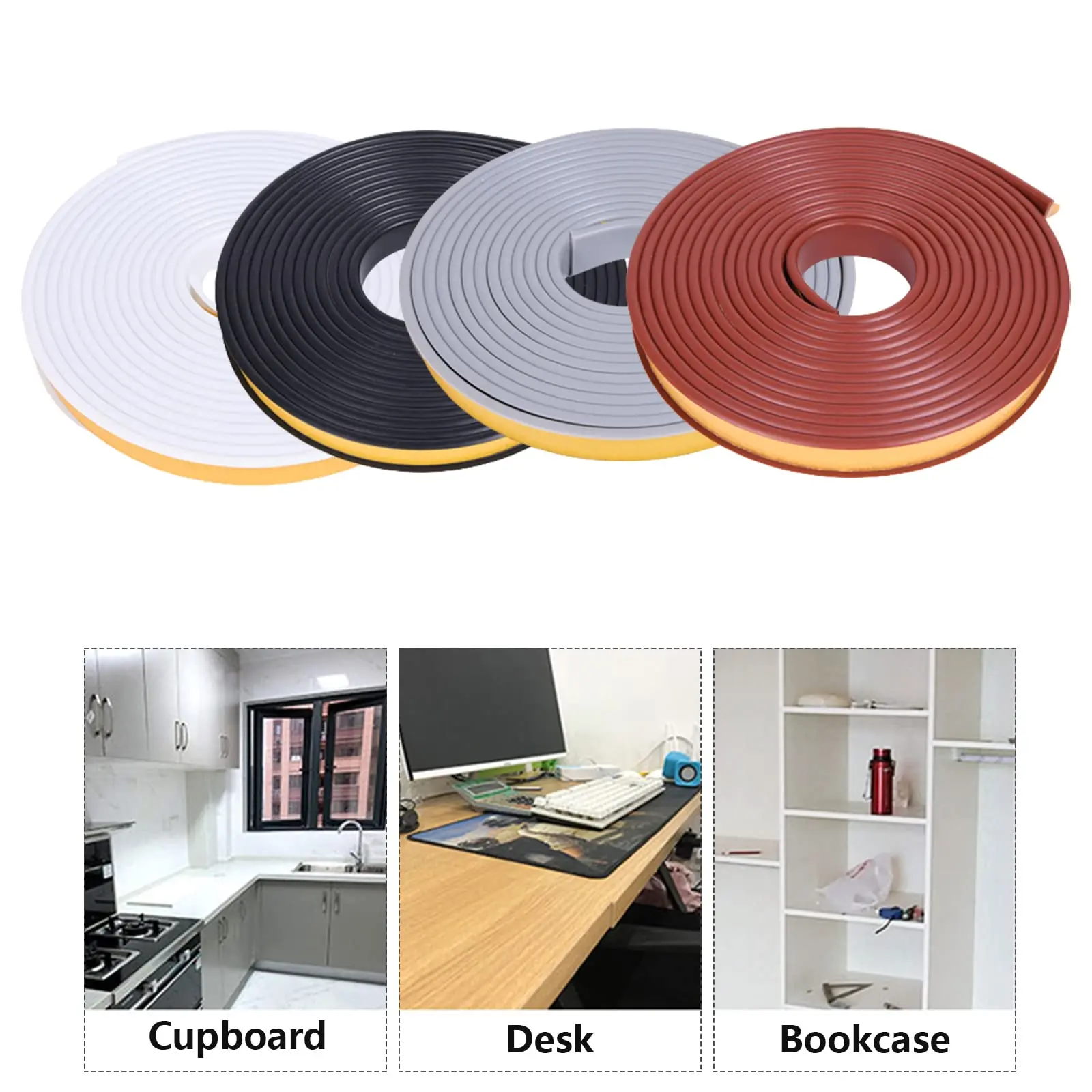 5M U-Shape Edge Banding Strip Self Adhesive Edging Protector for Furniture TPE Veneer Corner & Edge Safety Guards Table Cabinet