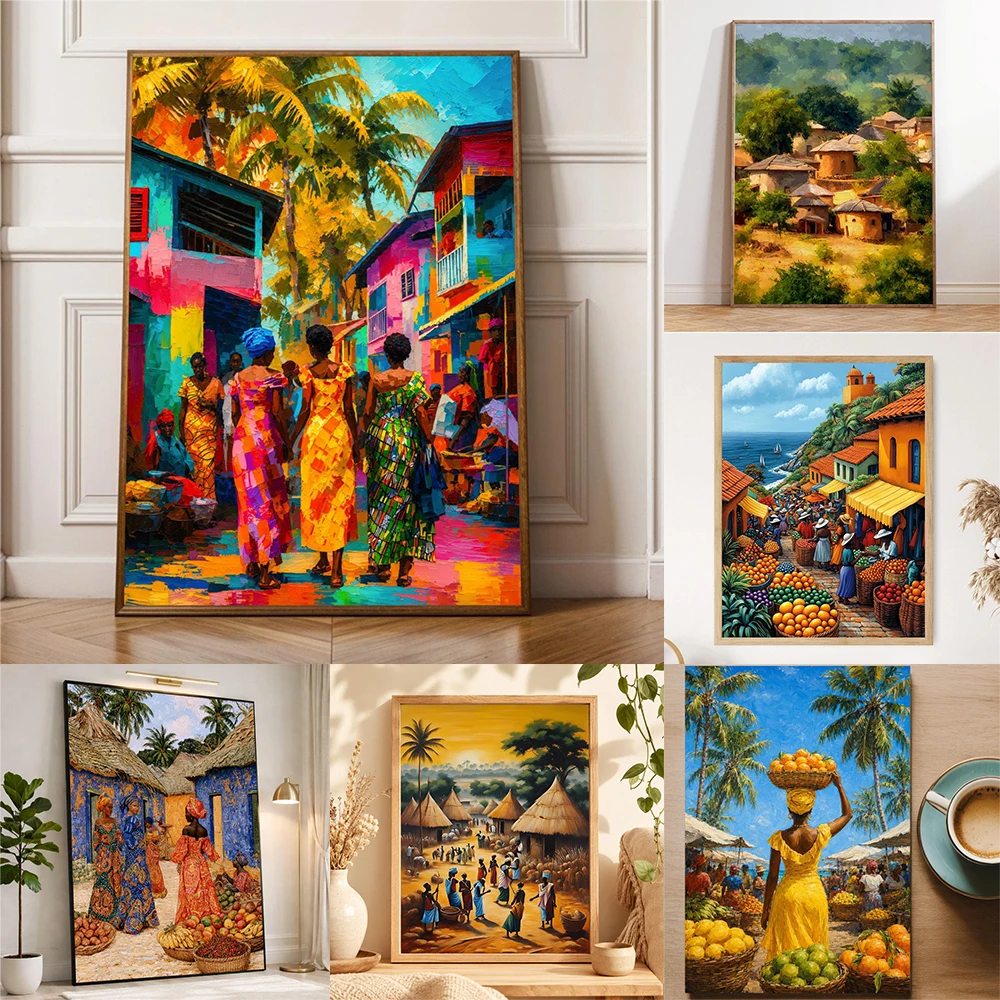 African Village Wall Art Prints Nigerian Village Poster African Cultural Decor Ethnic Home Decor Angkor Cambodia Travel Poster