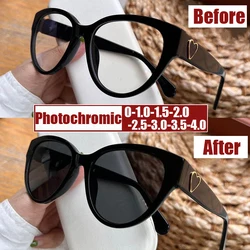 Blue Light Blocking Ladies Myopia Eyeglasses with Diopter Luxury Large Frame Finished Minus Sunglasses Prescription 0 To -4.0