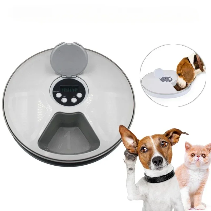 Round Timing Feeder Automatic Pet Feeder 6 Meals 6 Grids Cat Dog Electric Dry Food Dispenser 24 Hours Feed Pet Supplies tools