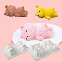 SHENHONG 2 or 4-Cell Sleeping Bear Design Silicone Cake Molds Dessert Baking Tools Mousse Mould Food Grade Kitchen Supplies