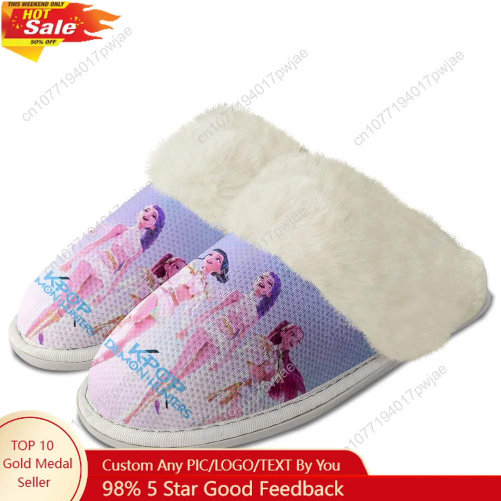 

KPop Demon Hunters Plush Slippers Keep Warm Shoes Mens Womens Home Cotton Bedroom Lightweight Warm Slipper Custom Shoes